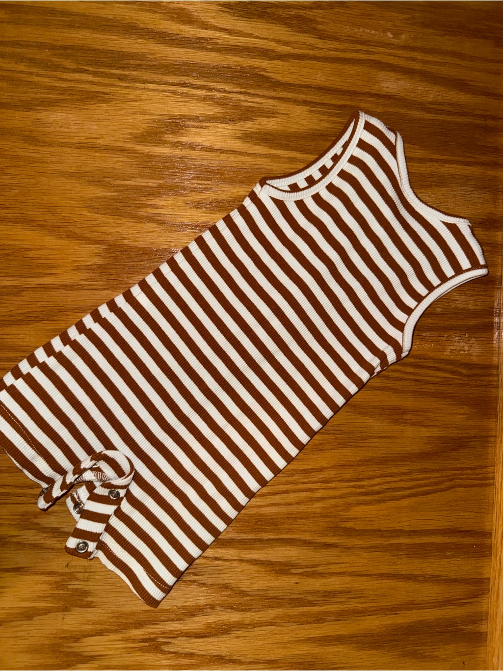 Mebie Baby Striped Sleeveless Baby Romper - Brown & White — image 5 of 5